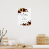 Zonnebloemen Bourgondië Groene Huwelijks Welkomstb Poster (Keuken)