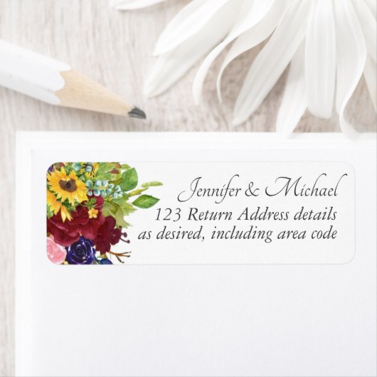 Zonnebloemen Bourgondië Marine Rozen Bloem Bruilof Etiket (Insitu)