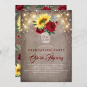 Zonnebloemen Bourgondië Rode rustieke Herfst Afstu Kaart (Voorkant / Achterkant)