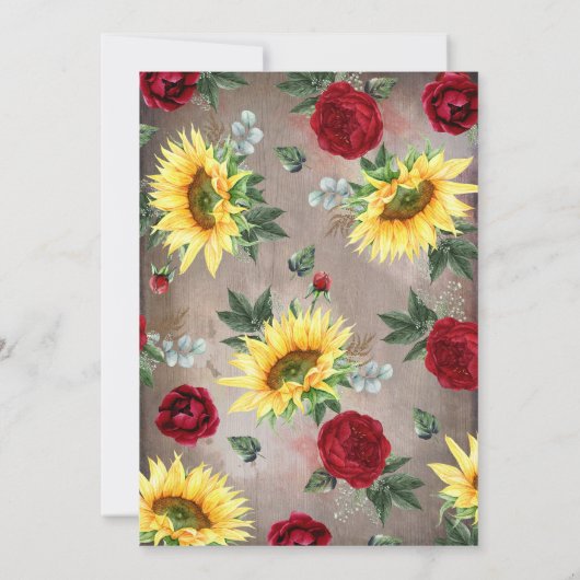 Zonnebloemen Bourgondië Rode rustieke Herfst Vrijg Kaart (Achterkant)