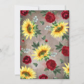 Zonnebloemen Bourgondië rood rustieke bruiloft Jub Kaart (Achterkant)