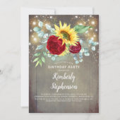 Zonnebloemen Bourgondië rood rustieke Herfst Verja Kaart (Voorkant)