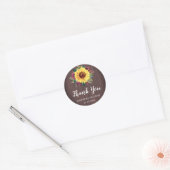 Zonnebloemen Bourgondië Roos hout bruiloft dank u Ronde Sticker (Envelop)