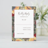 Zonnebloemen Bourgondië rustieke herfst bruiloft R RSVP Kaartje (Staand voorkant)