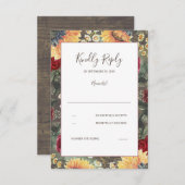 Zonnebloemen Bourgondië rustieke herfst bruiloft R RSVP Kaartje (Voorkant / Achterkant)