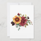 Zonnebloemen Bourgondische bruiloft ontwerp Sjablo Kaart (Achterkant)