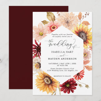 Zonnebloemen & Bourgondische Herfst Wild Floral We Kaart