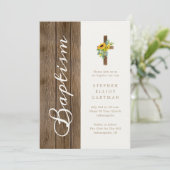 Zonnebloemen boven rustiek hout Elegant Script Doo Kaart (Staand voorkant)