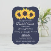 Zonnebloemen Bridal Shower Invitations Country Blu Kaart (Staand voorkant)