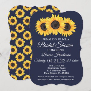 Zonnebloemen Bridal Shower Invitations Country Blu Kaart