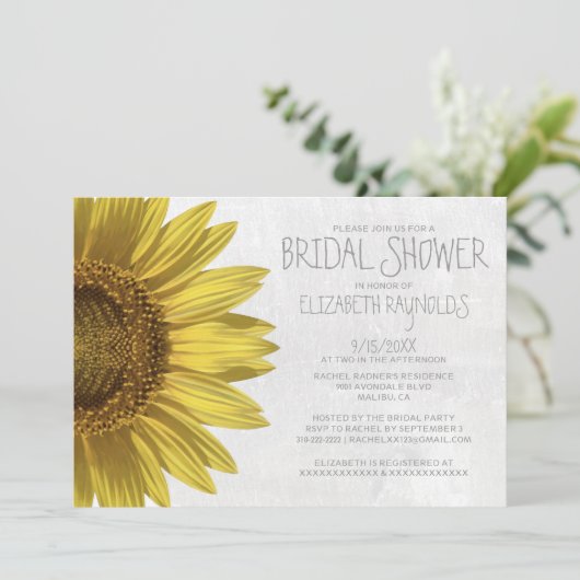 Zonnebloemen Bridal Shower Invitations Kaart (Staand voorkant)