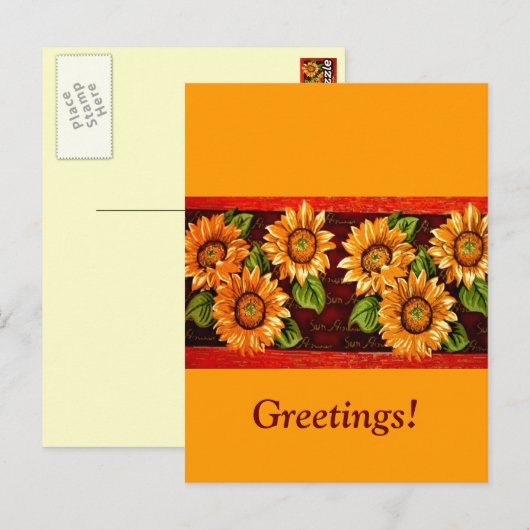 Zonnebloemen Briefkaart (Voorkant / Achterkant)