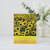 Zonnebloemen Briefkaart / Verzendende je veel hugs (Staand voorkant)