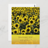 Zonnebloemen Briefkaart / Verzendende je veel hugs (Voorkant / Achterkant)