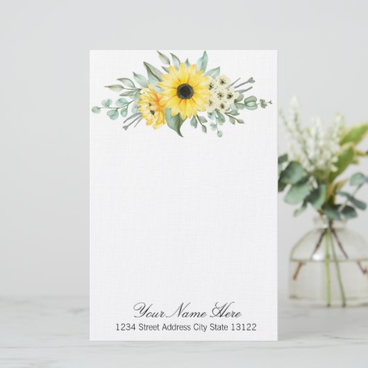 Zonnebloemen Briefpapier (Staand voorkant)