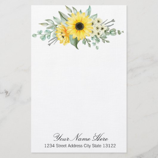 Zonnebloemen Briefpapier (Voorkant)