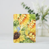 Zonnebloemen briefpapier / uitnodigingen (Staand voorkant)