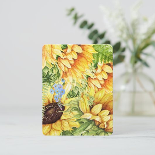 Zonnebloemen briefpapier / uitnodigingen (Staand voorkant)