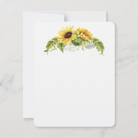 Zonnebloemen briefpapier / uitnodigingen (Achterkant)