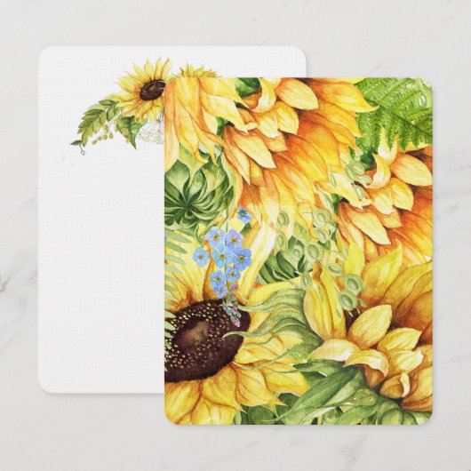 Zonnebloemen briefpapier / uitnodigingen (Voorkant / Achterkant)