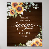 Zonnebloemen Bruids douche recept kaart bord Poster (Voorkant)