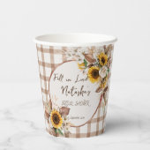 Zonnebloemen bruidsdouche om verliefd op te worden papieren bekers (Achterkant)