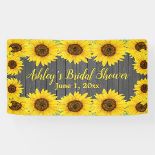 Zonnebloemen Bruidsfeest Achtergrond Rustieke Hout Spandoek