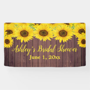 Zonnebloemen Bruidsfeest Achtergrond Rustieke Hout Spandoek