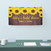 Zonnebloemen Bruidsfeest Achtergrond Rustieke Hout Spandoek (Beurs)