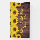 Zonnebloemen Bruidsfeest Achtergrond Rustieke Hout Spandoek (Verticaal)