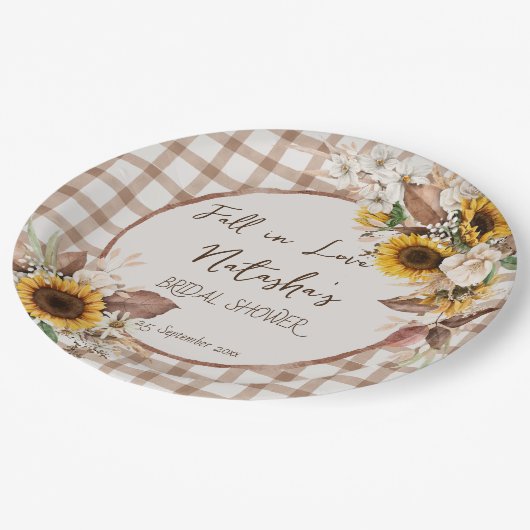 Zonnebloemen bruidsfeest in het landelijke thema papieren bordje (Gekanteld)