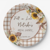 Zonnebloemen bruidsfeest in het landelijke thema papieren bordje (Voorkant)