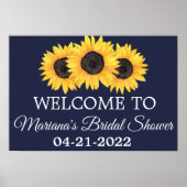 Zonnebloemen Bruidsfeest Roestig Marineblauw Poster (Voorkant)