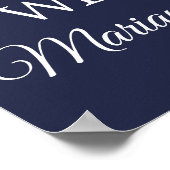 Zonnebloemen Bruidsfeestje Rustic Navyblauw Poster (Hoek)