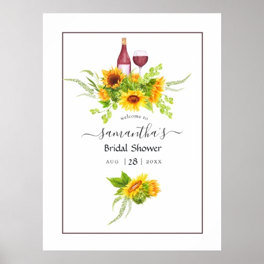 Zonnebloemen Bruidsmeisjesfeest Wijnproeverij Welk Poster (Voorkant)