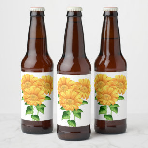 Zonnebloemen Bruiloft Bloemenfeest County Bloemen Bier Etiket