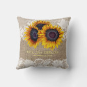 Zonnebloemen bruiloft burlap plaats pasgetrouwden kussen (Achterkant)