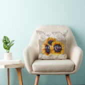 Zonnebloemen bruiloft burlap plaats pasgetrouwden kussen (Stoel)