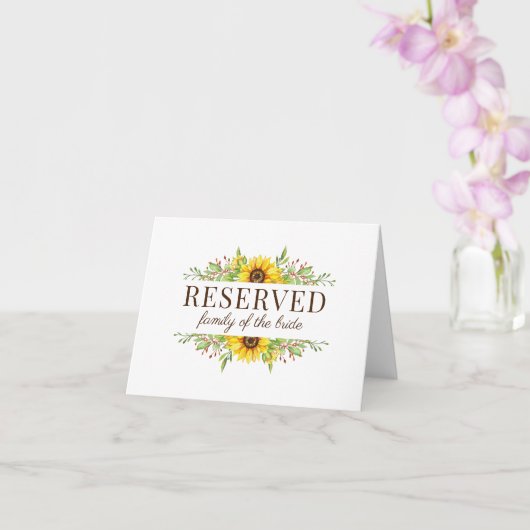 Zonnebloemen bruiloft gereserveerde plaats kaarten (Orchidee)