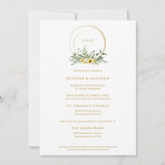 Zonnebloemen bruiloft in een verfijnde zomer (Achterkant)