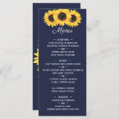Zonnebloemen Bruiloft Menu op Blauwe Bloemen (Voorkant / Achterkant)