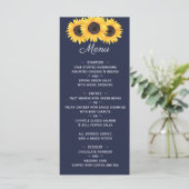 Zonnebloemen Bruiloft Menu op Blauwe Bloemen (Staand voorkant)