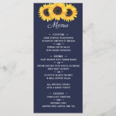 Zonnebloemen Bruiloft Menu op Blauwe Bloemen (Voorkant)