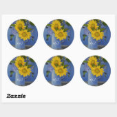 Zonnebloemen bruiloft ronde sticker (Vel)