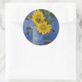 Zonnebloemen bruiloft ronde sticker (Tas)