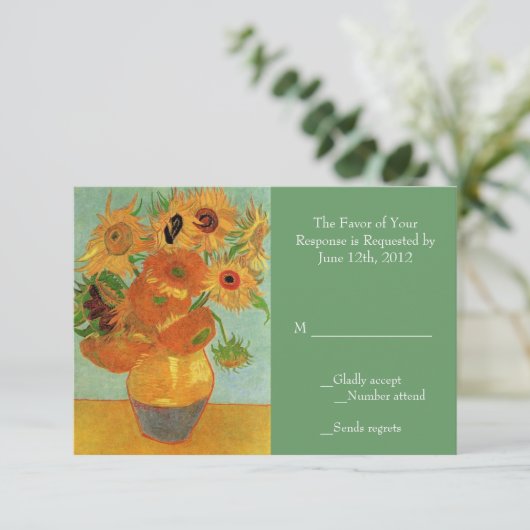 zonnebloemen bruiloft RSVP-kaart RSVP Kaartje (Staand voorkant)