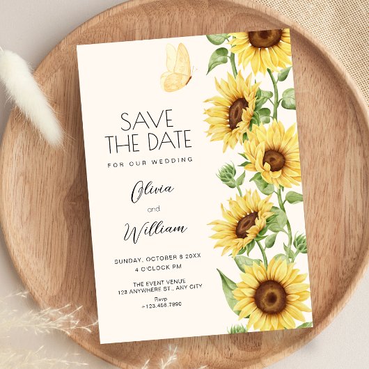 Zonnebloemen bruiloft save the date