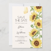 Zonnebloemen bruiloft save the date (Voorkant)