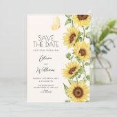 Zonnebloemen bruiloft save the date (Staand voorkant)