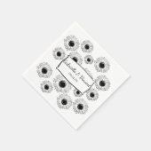 Zonnebloemen bruiloft tussen zwart en wit servet (Hoek)